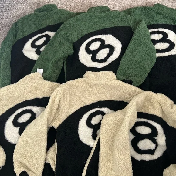 Stüssy 8ball Reversible Fleece Jacket (Cream) - Picture 3 of 8
